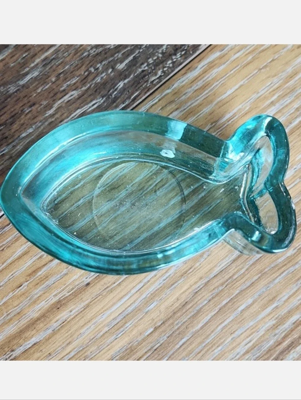 Blue Teal Glass Fish Shaped Votive Candle Holder